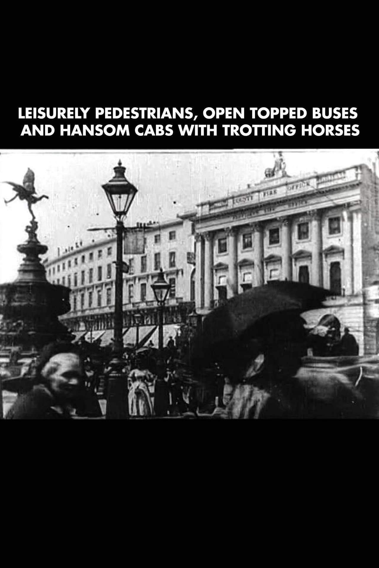 Leisurely Pedestrians, Open Topped Buses and Hansom Cabs with Trotting Horses preview 2