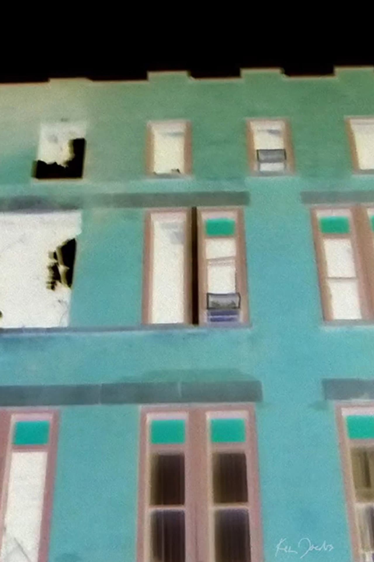 Brick Building with Red and Green Windows preview 2