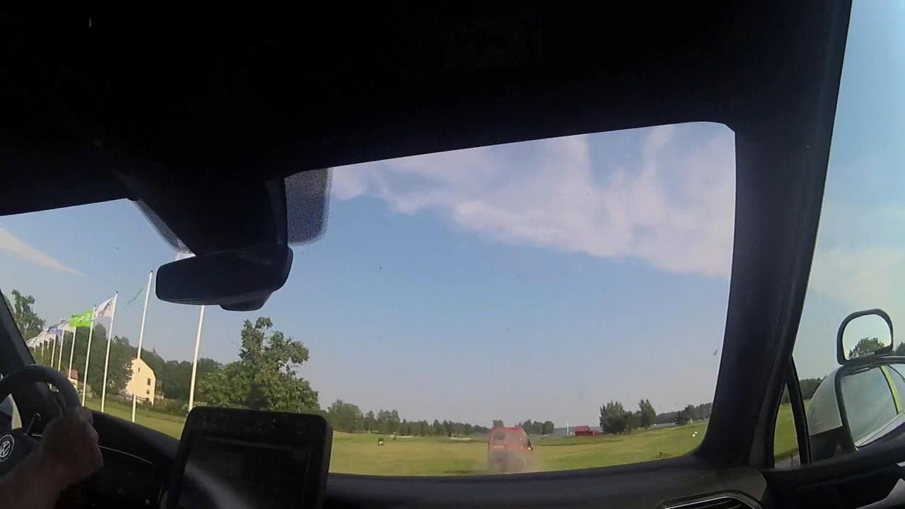 Van in a field